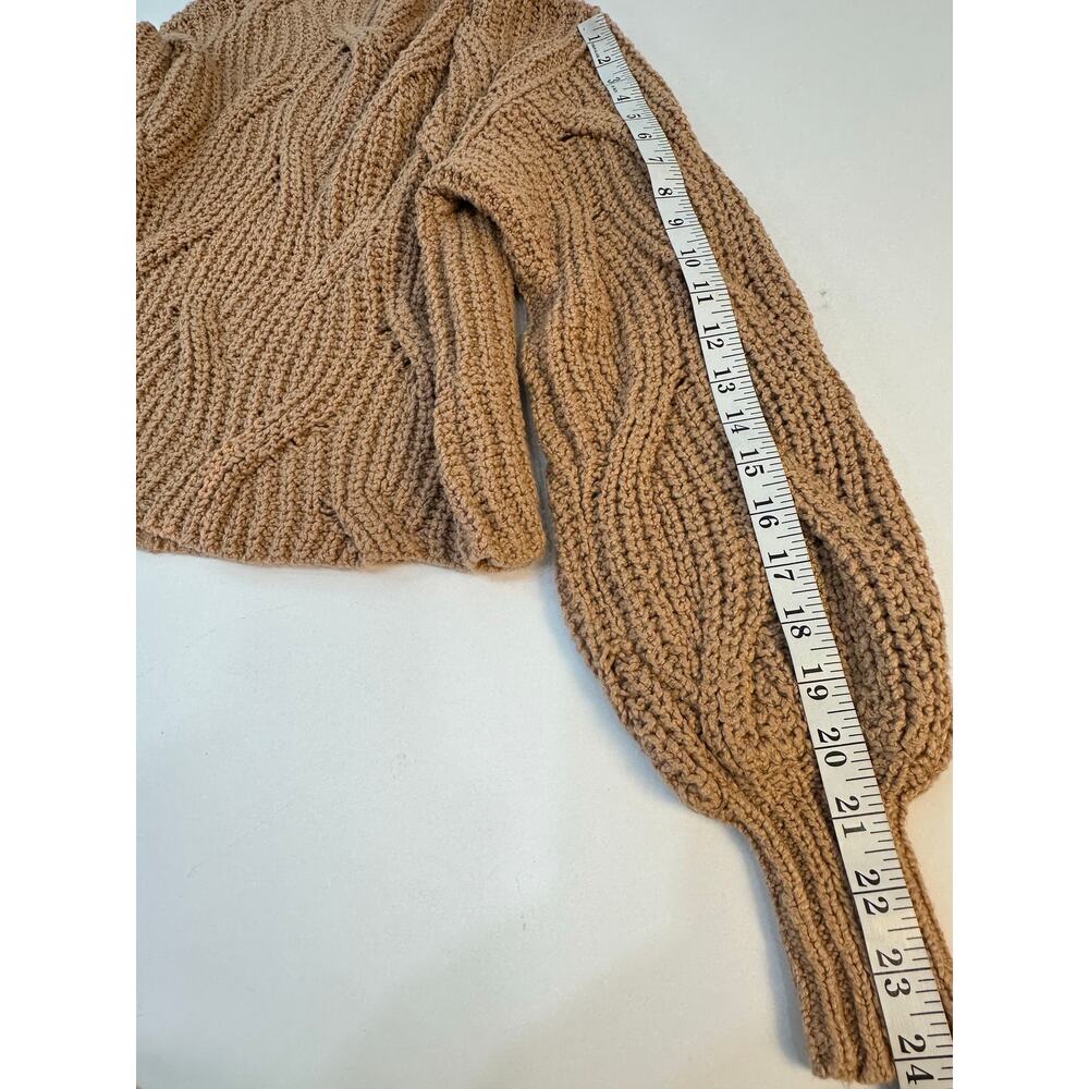Free People Light Brown Chunky Knit Turtleneck Sweater XS - Picture 9 of 9